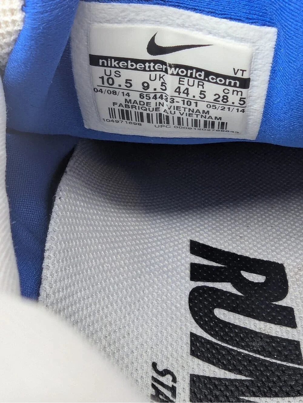 Nike LunarGlide 6 White Blue Orange Mens Size 10.5 Running Shoes 2014 654433-101